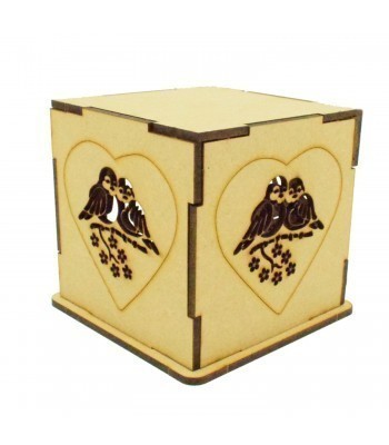 Laser cut Small Tea Light Box - Love Birds Design
